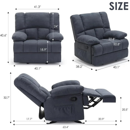 Oversized Modern Fabric Recliner Chair for Living Room – Ergonomic Design with Three Relaxation Modes