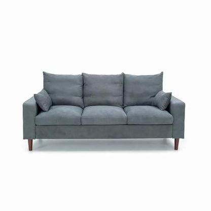 Contemporary L-Shaped Sofa with Wood Legs and Tool-Free Assembly – Faux Leather or Linen Fabric Upholstery