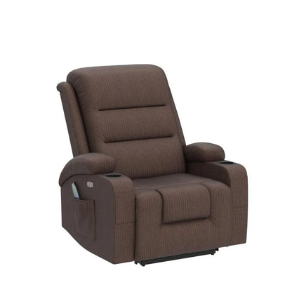 Electric Power Lift Recliner Chair with Full-Body Vibration and Heating for Elderly, USB Charging, Massage Functions, and Cup Holders