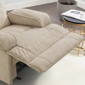 Modern Beige Rocking Recliner with Extra Large Footrests and Full Body Stretch