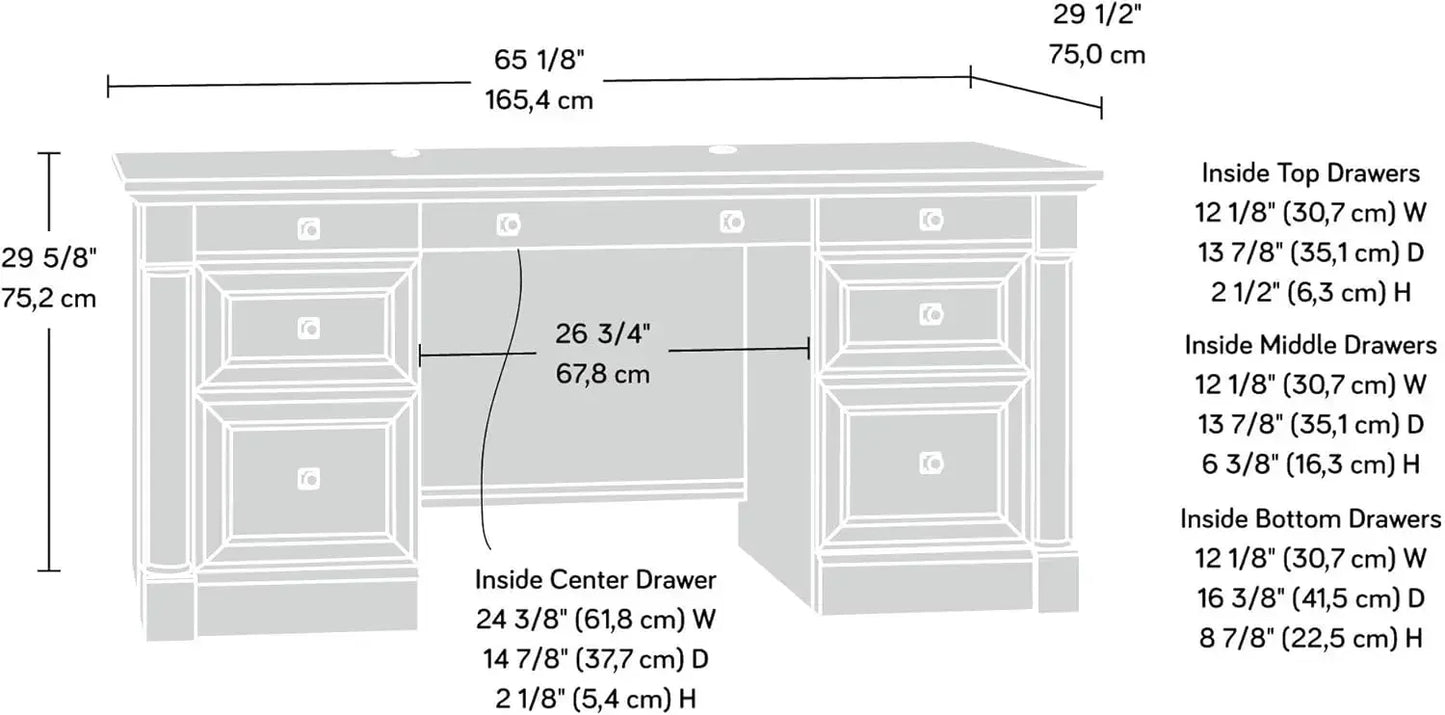 Sauder Palladia Executive Desk - Vintage Oak Finish with Ample Storage