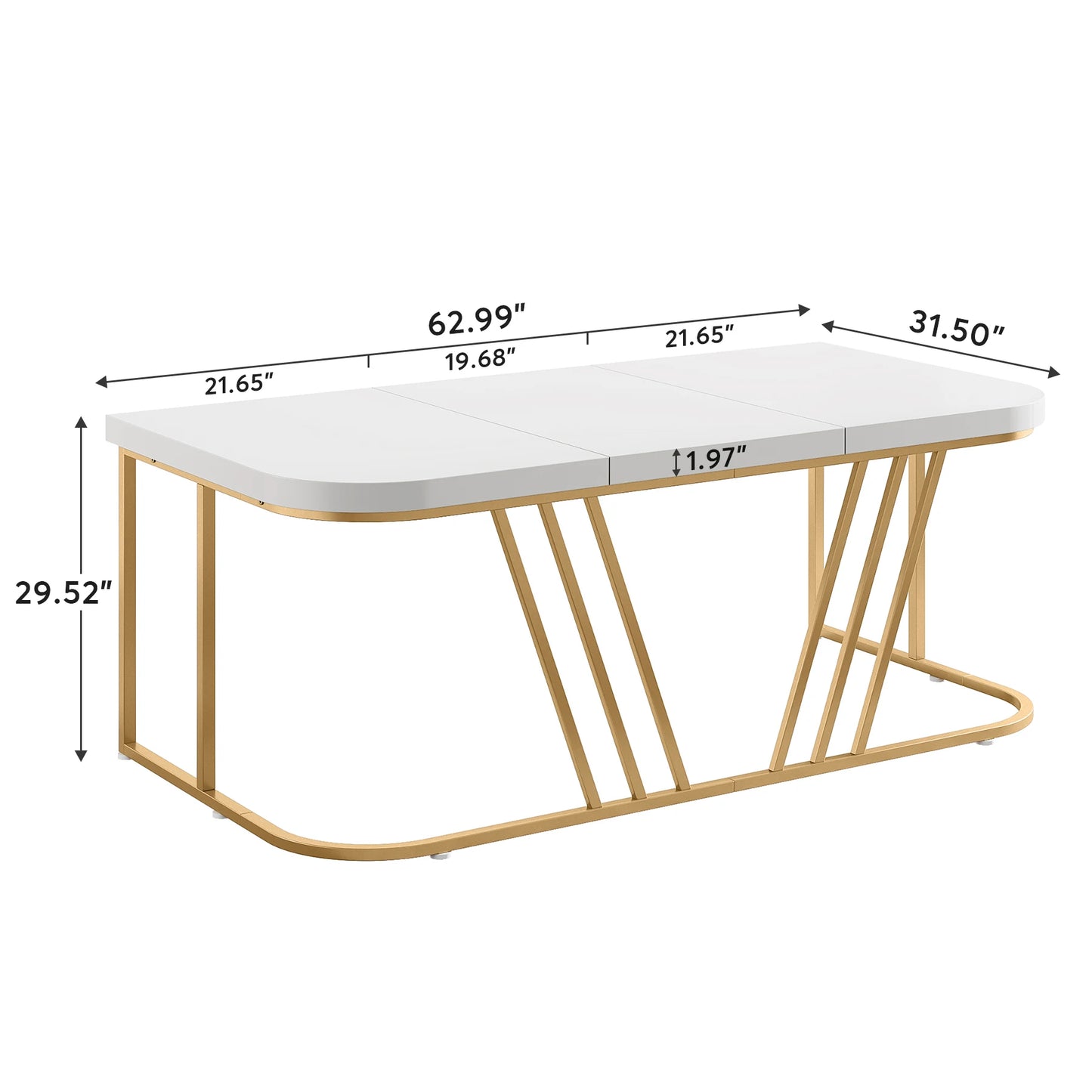 63-Inch Industrial Office Desk with Thickened Wood Top and Metal Base