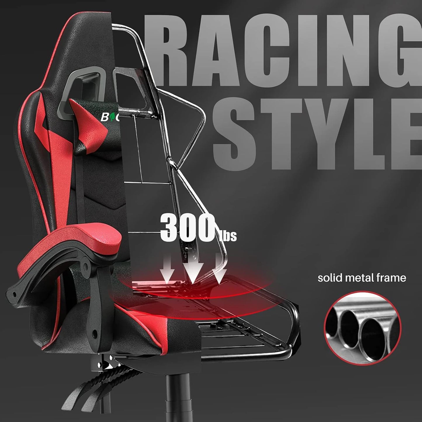 Ergonomic Gaming Chair with Lumbar Cushion & Headrest, Height-Adjustable Office Chair for Gamers - Multiple Color Options