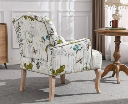 Elegant Modern Armchair with Embroidered Design and Lumbar Support Pillow, 300 lbs Capacity