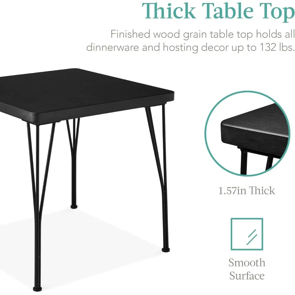 3-Piece Dining Room Set – Compact Table with Alloy Steel Frame and Engineered Wood Top, Includes 2 Chairs for Small Spaces