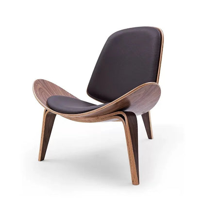 Minimalist Modern Wooden Dining Chair with Solid Wood Base and Shell Design