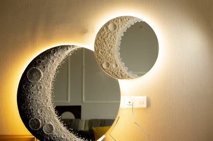 Round Nordic Wall Mirror Art Free Shipping Modern Design Moon Makeup Mirror Korean Dekoracyjne Lustra Bedroom Decoration CX649FT