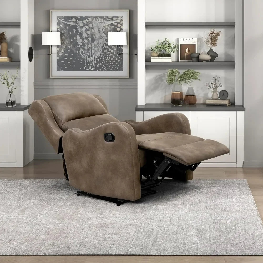 Modern Faux Leather Recliner Chair with Waterfall Back and Sloped Arms