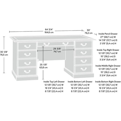 Classic Cherry Executive Desk - Solid Wood with 5 Drawers, Soft-Close, and Locking Features