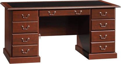 Classic Cherry Executive Desk - Solid Wood with 5 Drawers, Soft-Close, and Locking Features