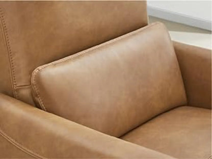 Faux Leather Power Glider Swivel Rocker Recliner Chair with USB Ports and Extended Footrest – Cognac Brown