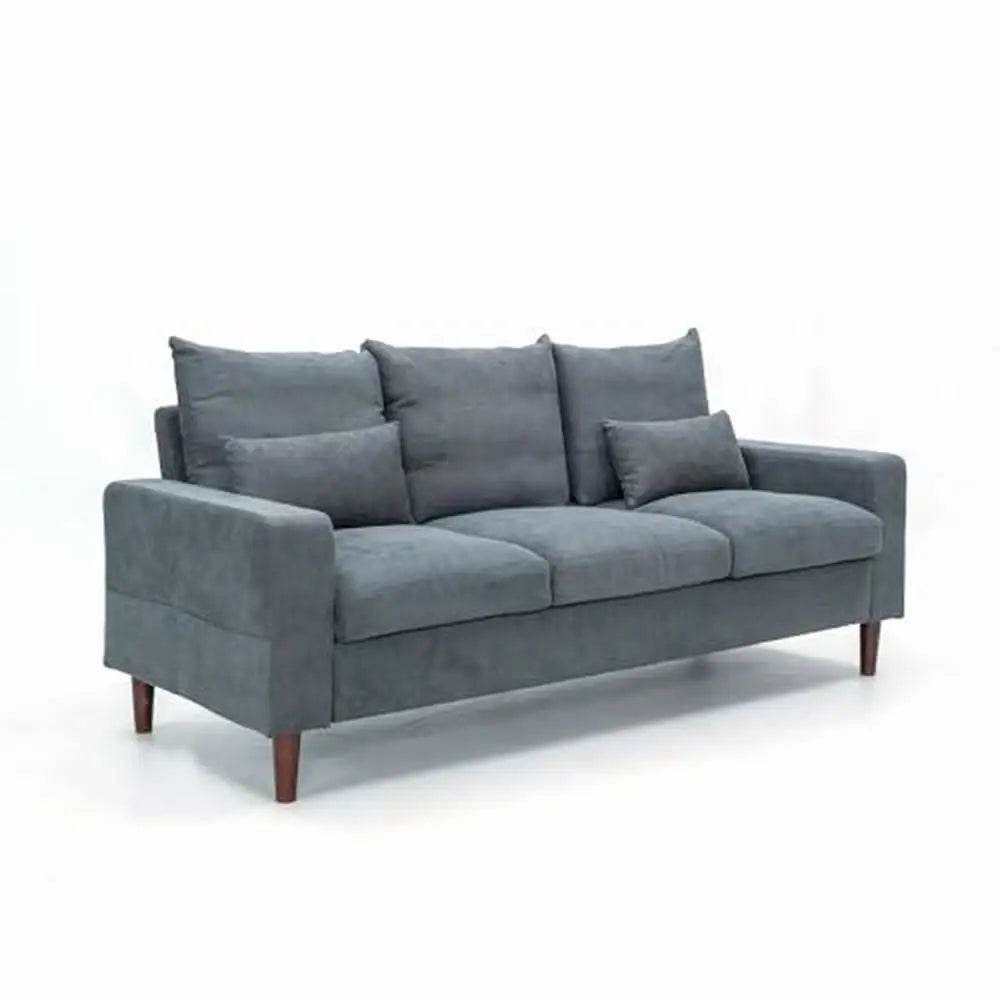 Contemporary L-Shaped Sofa with Wood Legs and Tool-Free Assembly – Faux Leather or Linen Fabric Upholstery