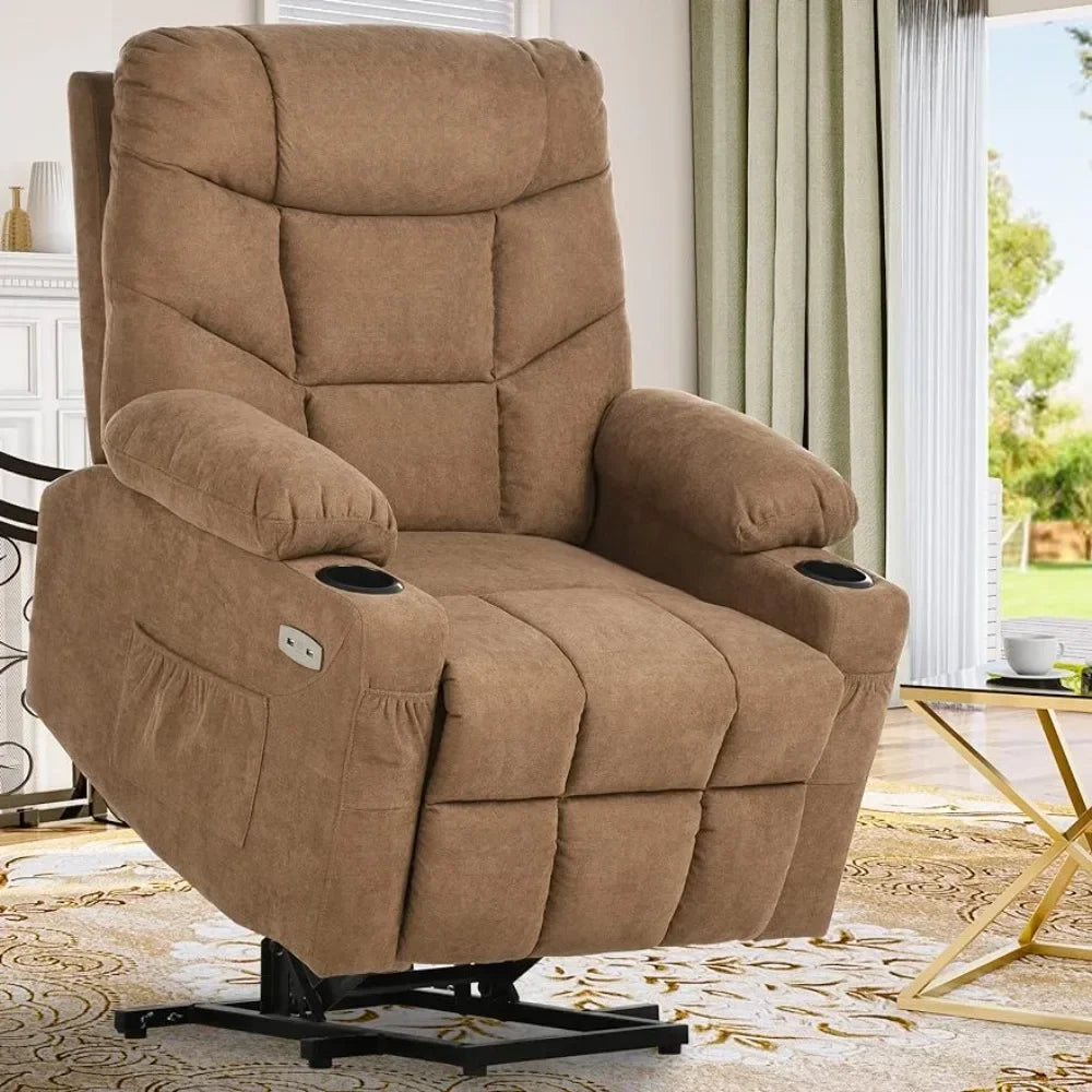 Power Lift Recliner Chair with Vibrational Massage, Lumbar Heating, and USB Ports for Elderly and Adults