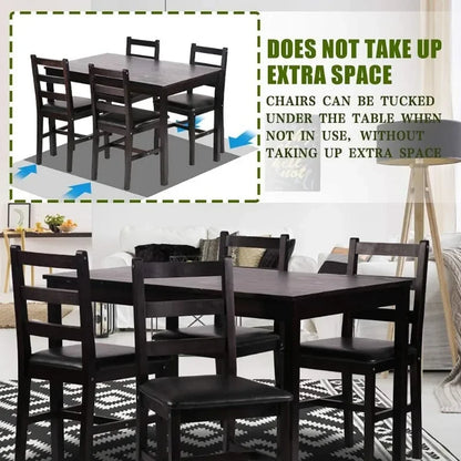 Modern 5-Piece Solid Wood Dining Table Set with Upholstered Chairs