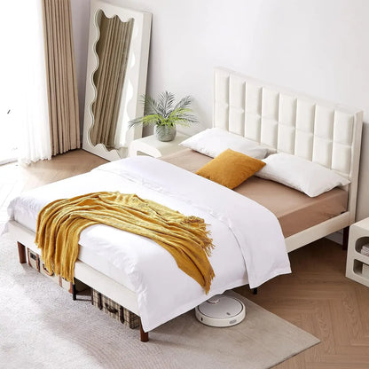 Upholstered Bed Frame with Curved Headboard & Footboard - Full, Queen, King Sizes Available