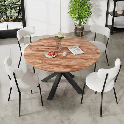 5-Piece Modern Dining Table Set – MDF Table with 4 Boucle Fabric Chairs, Scratch-Resistant, Minimalist Design