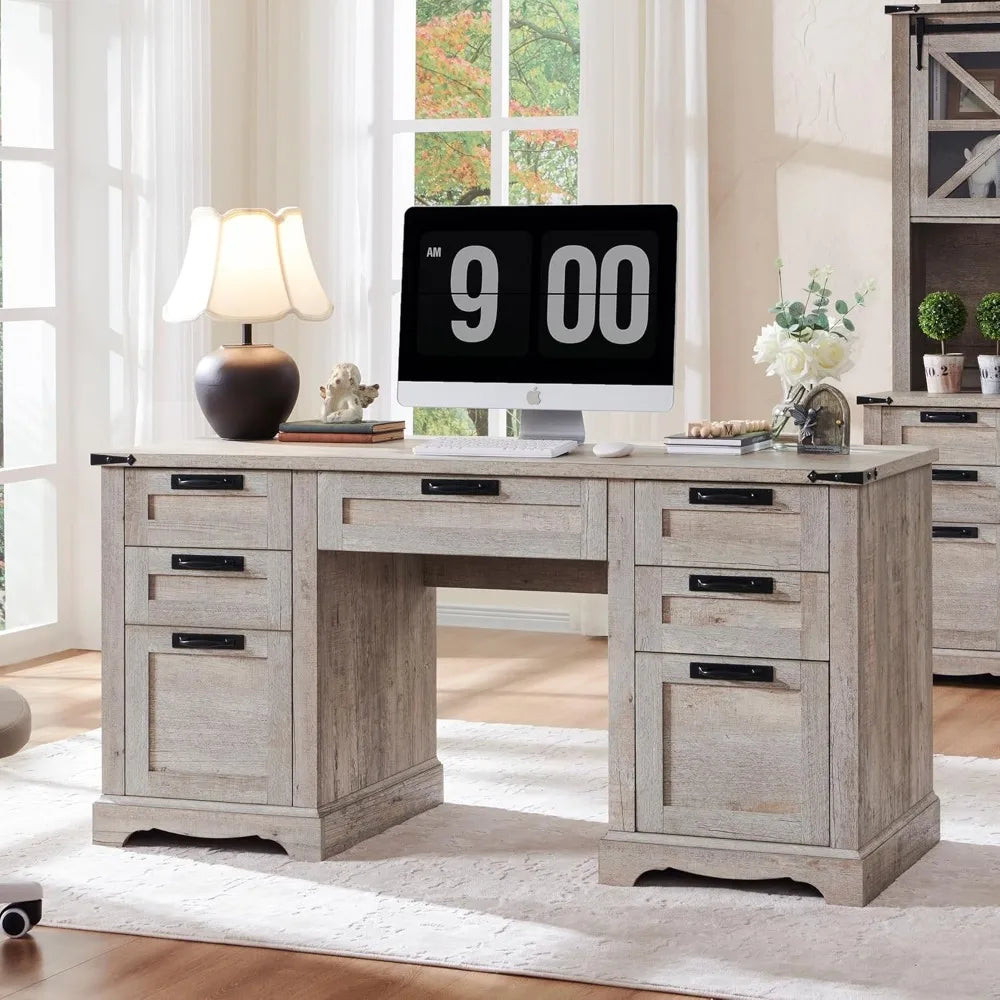 Gorgeous Farmhouse Executive Desk with Double Pedestal Design