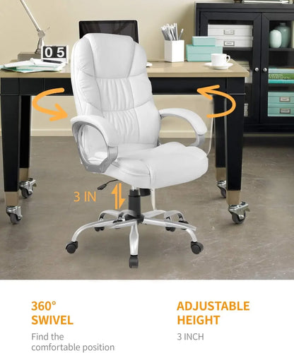 Ergonomic High-Back PU Leather Executive Office Chair with Lumbar Support – XMSJ