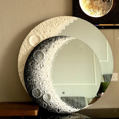 Round Nordic Wall Mirror Art Free Shipping Modern Design Moon Makeup Mirror Korean Dekoracyjne Lustra Bedroom Decoration CX649FT