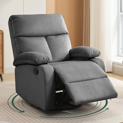 Versatile Swivel Rocker Recliner Chair with Memory Foam Cushion and 360° Swivel, Ideal for Small Spaces, RV, and Nursery