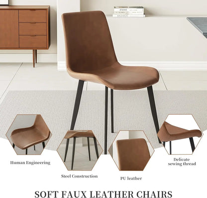 7-Piece Modern Dining Set – Extendable Table with 6 PU Leather Chairs, Mid-Century Industrial Style, Space-Saving Design